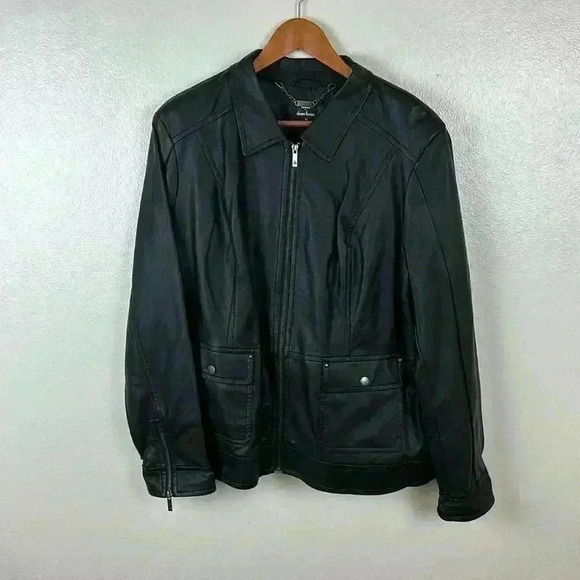 NWOT lined dennis basso black vegan leather jacket size XL - Picture 1 of 6